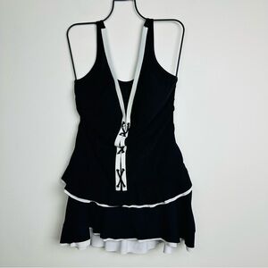 Profile By Gottex 2 Piece Black and White Tank and Skirt Bikini Size 14